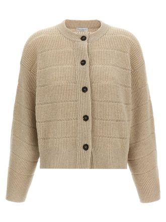 Brunello Cucinelli Rustic Dazzling Net Sweaters And Cardigans Beige
