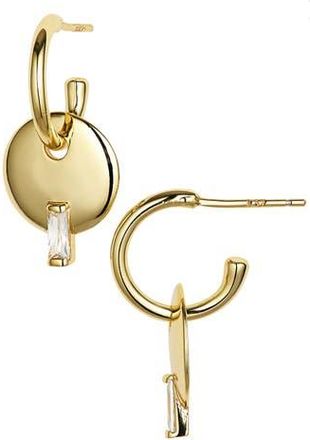 Argento Vivo CZ Disc Huggie Hoop Earrings in Gold at Nordstrom Rack