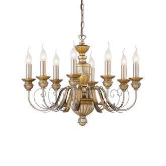 Netlighting Dora 8 Light Chandelier Antique Brass Finish E14 in Yellow