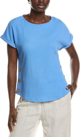 Jones New York Seabreeze Crinkle Side Button Top