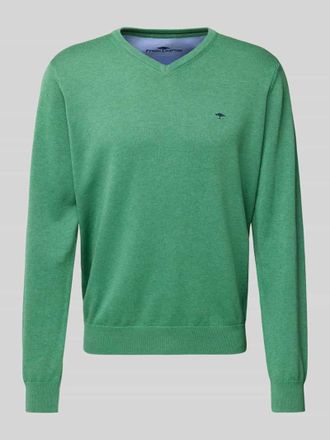Fynch-Hatton Fynch-Hatton Strickpullover mit Logo-Stitching in Gruen, Größe L
