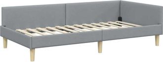 vidaXL Corner Bed Frame with Headboard Light Grey 80 x 200 cm Fabric vidaXL