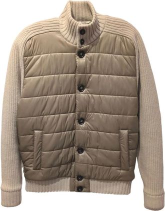 Ferrante Gecombineerd Nylon en Gebreid Jas - Heren - Winterjassen - Beige - L - Nylon - Jassen