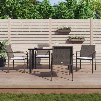 vidaXL Juego Comedor Jard&iacute;n 5 Piezas Y Cojines Rat&aacute;n Sint&eacute;tico Y Acero Vidaxl