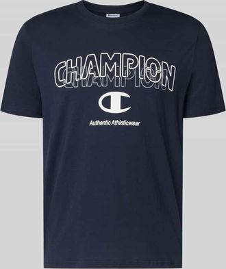 Champion T-Shirt mit Label-Print und Rundhalsausschnitt in Marine, Gr&ouml;&szlig;e XXL