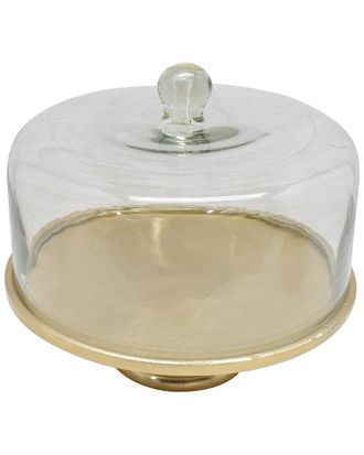 Alice Pazkus 12.5In Hammered Cake Plate With Glass Dome