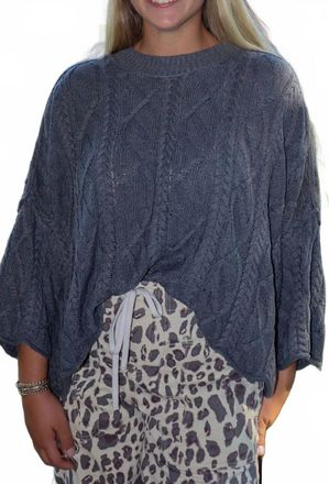 Tr&egrave;s Bien Knit Sweater Top In Charcoal