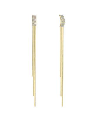 Rachel Glauber 14K Plated Cz Linear Earrings
