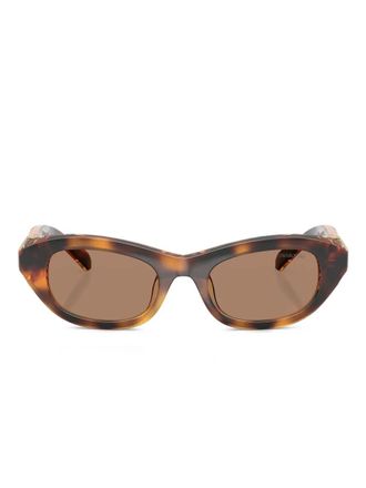 Swarovski oval-frame tortoiseshell sunglasses - women - Acetate - 50 - Brown