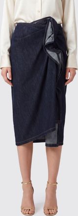 Dries Van Noten Gonna midi in denim asimmetrica con vita alta drappeggiata