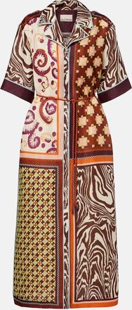 Alemais Al&eacute;mais Wilson printed linen and silk shirt dress