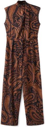 Mango Paisley Sleeveless Jumpsuit in Burnt Orange at Nordstrom, Size X-Small