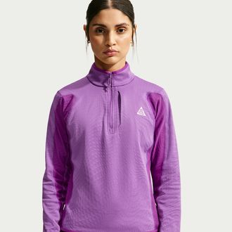 Nike Womens Nike ACG Wolf Grid Therma-FIT 1/2-Zip Hiking Top in Purple | IO4471-544