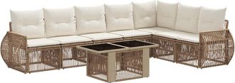 vidaXL Conjunto De Sof&aacute;s De Jard&iacute;n 8 Uds. Beige Y Blanco Crema Vidaxl