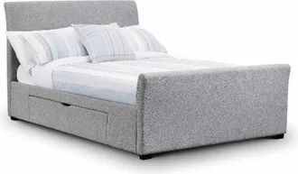 Julian Bowen Capri Fabric Bed With Drawers Light Grey Double 135cm - Julian Bowen | TJ Hughes