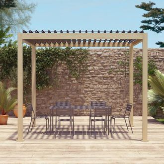 Sweeek Louvered Pergola Aluminium 3 X 3m V2 in Light Brown