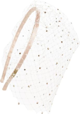 Eugenia Kim Crystal Veil Satin Headband in Blush at Nordstrom