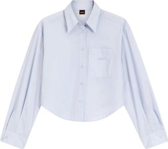 HUGO BOSS C_Boskota-1 Shirt - Dames - Overhemden - Blauw - XL - Katoen - Overhemden