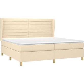 vidaXL Vidaxl - Cama Box Spring Con Colch&oacute;n Tela Color Crema 200x200 Cm