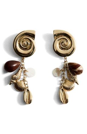 Mango Shell Pendant Drop Earrings in Gold at Nordstrom