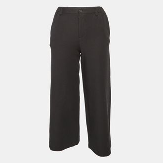 Maje Black Cotton Polaris Wide Leg Crop Trousers