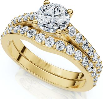 Pompeii3 1Ct Jessi Diamond Engagement Wedding Ring Set 14k Gold Lab Grown