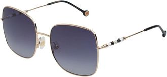 Carolina Herrera Accessoires, Dames, Geel, ONE Size, Vierkante Metalen Zonnebril Ch 0035S