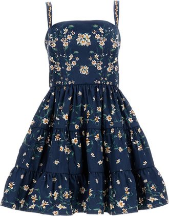 Agua Bendita Blue Lima Floral Mini Dress
