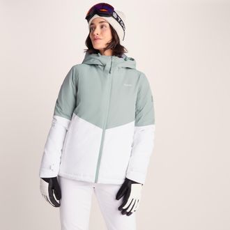 TOG24 Corvara Womens Ski Jacket - Mist Grey/Optic White Polyamide - Size 12 UK