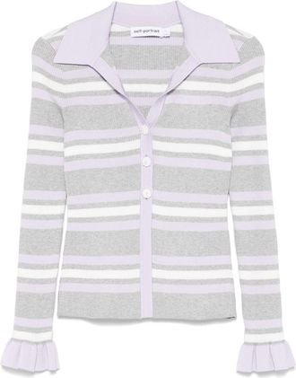 Self Portrait Striped Cardigan - Womens - Viscose/Polyester