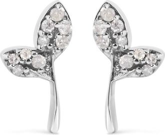 House of Brilliance 925 Sterling Silver 1/16ct TDW Diamond Leaf Earrings