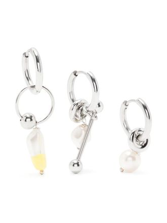Justine Clenquet Palmer earrings set - women - Brass-Plated Metal - OS - Silver