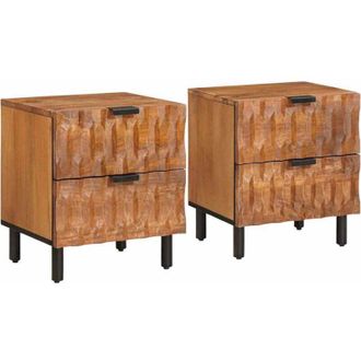 vidaXL vidaXL Armadio da Notte con cassetto 2 pcs Marrone 40 x 33 x 46 cm