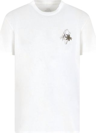 A|X Armani Exchange Mens Crew Neck Palm Tree Tee Off White XL