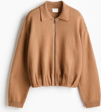 H&M Oversized Zip-through Cardigan in Dark Beige at Nordstrom, Size Xx-Small