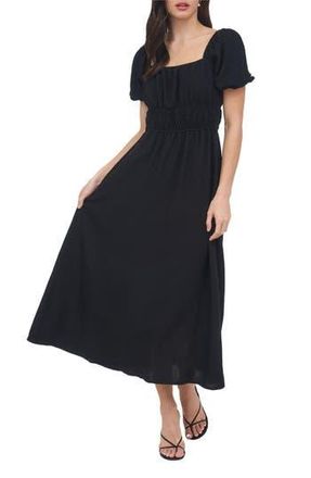 August Sky Puff Sleeve Midi Dress in Black at Nordstrom Rack, Size Large