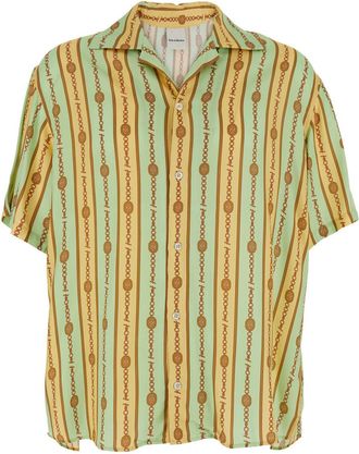 Drôle de Monsieur la Chemise Bijoux Multicolor Bowling Shirt With Cuban Collar And All-over Striped Motif In Viscose Man