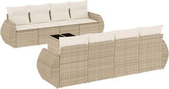 vidaXL Set De Sof&aacute;s De Jard&iacute;n 9 Pzas Con Cojines Rat&aacute;n Sint&eacute;tico Beige Vidaxl