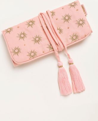 Fat Face FatFace Coral Pink Sun Embroidered Jewellery Roll