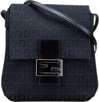 Fendi Pre-owned Cross Body Bags, female, Blue, Size: ONE SIZE Pre-owned Canvas crossbody-bags