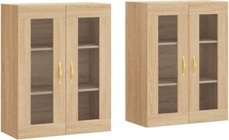 vidaXL Armarios de pared 2 uds madera de ingeniería roble Sonoma vidaXL