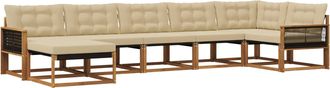 vidaXL Conjunto De Sof&aacute;s De Exterior 7 Uds. Natural Y Beige Vidaxl