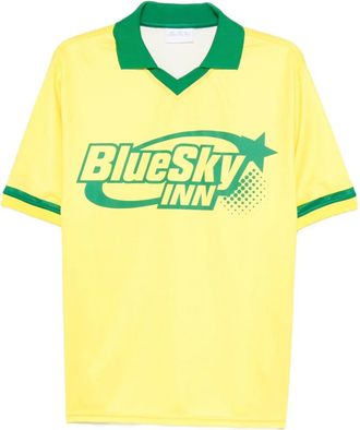 Blue Sky Inn logo-print soccer T-shirt - men - Polyester - L - Yellow