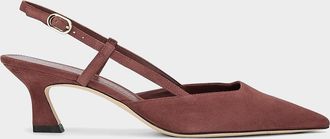 Stuart Weitzman 50mm Vinnie Suede Slingback Pumps