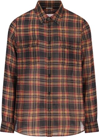 Saint Laurent Cassandre geruit overhemd met zak - Zwart