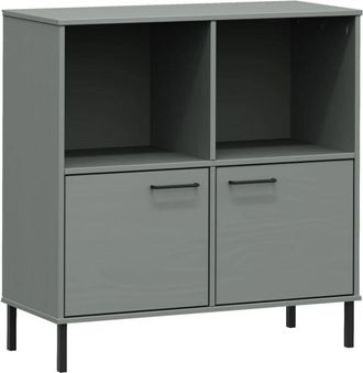 vidaXL Vidaxl - Bookcase with Metal Legs Grey 90x35x90.5 cm Solid Wood oslo