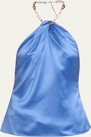 Retrof&ecirc;te Milani Beaded Satin Halter Top