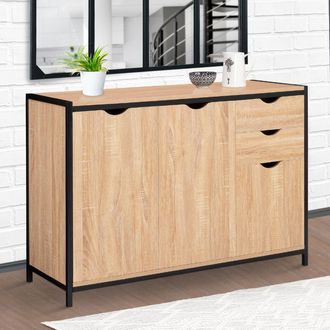IDMarket Idmarket - Detroit Aparador Bajo Con Armarios Y Cajones De Dise&ntilde;o Industrial 110 Cm