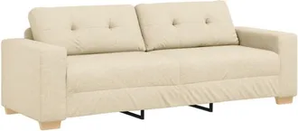 vidaXL 3-Seater Sofa with Cushion Cream Fabric Vidaxl