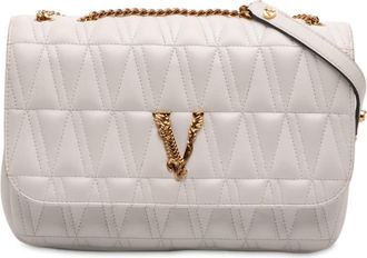 Versace Pre-owned Versace Nappa Leather Virtus V Crossbody 0418575A986A80